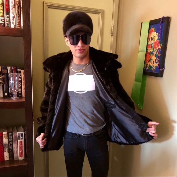 Men’s Natural Real Mink Coat with Detachable Hood - Picture 2 of 5